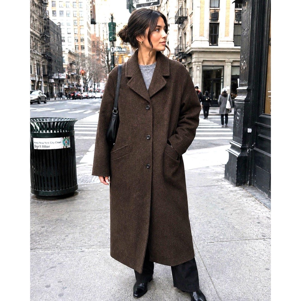 Laura Ashley Dark Brown Long Wool Blend Coat